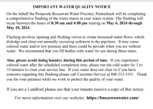 IMPORTANT WATER QUALITY NOTICE